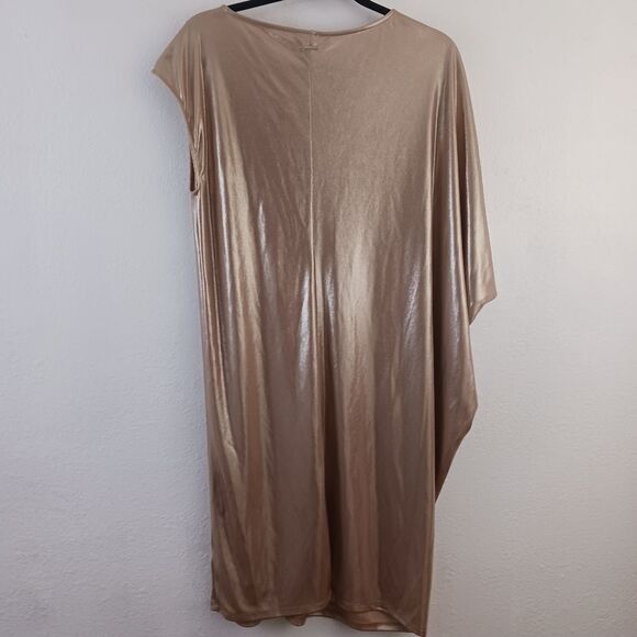 Halston Heritage Bateau Neckline Knee-Length gold metallic Dress size M - Picture 6 of 6